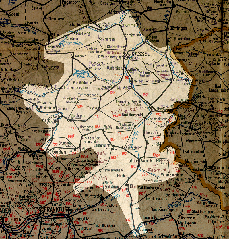 Gebiet der Bundesbahndirektion Kassel 1949 bis 1973