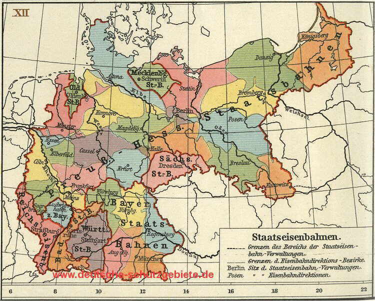 Grenzen der preussischen Eisenbahndirektionen 1913